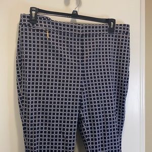 Black & white square pattern dress pants with gold accents